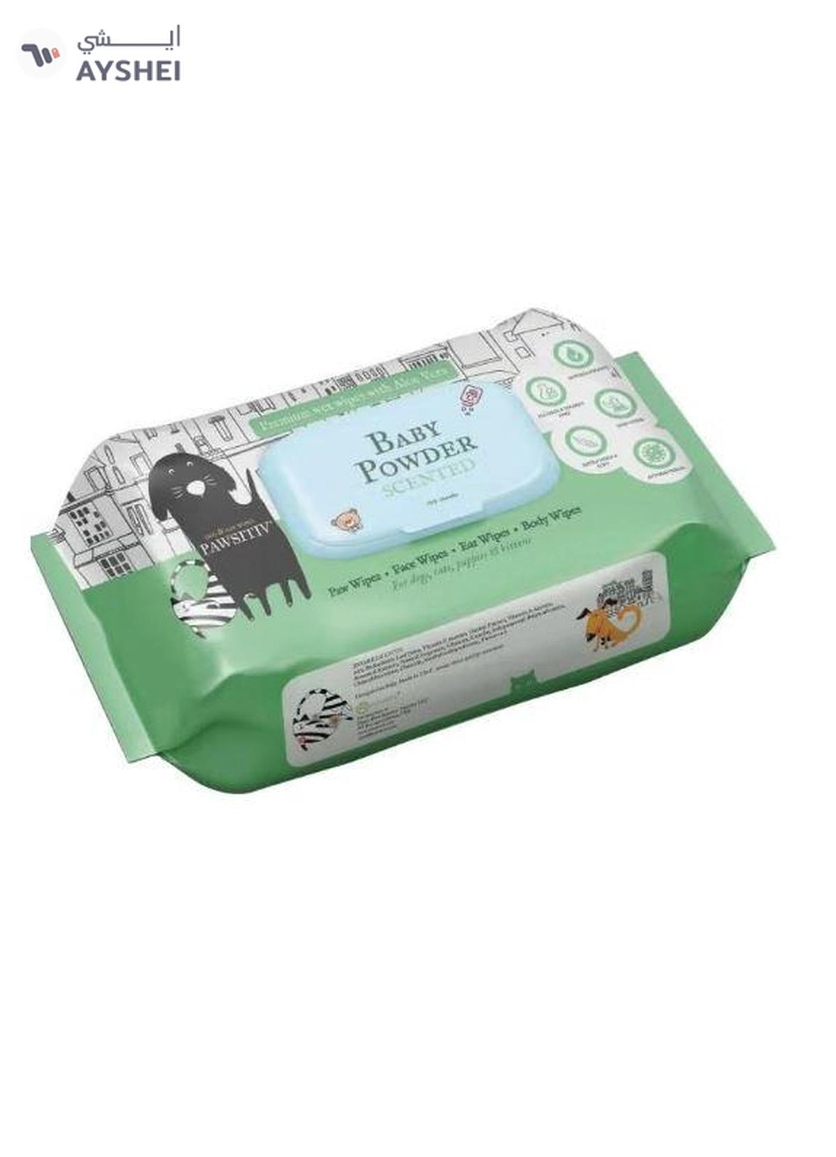 PAWSITIV PET WIPES FOR CATS AND DOGS - BABY POWDER SCENTED 150 WIPES-0-0