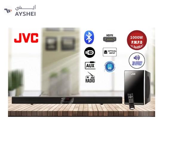 JVC 2.1 Channel Soundbar With Subwoofer Home Theater Surround Sound Speaker System THBY370A Black
