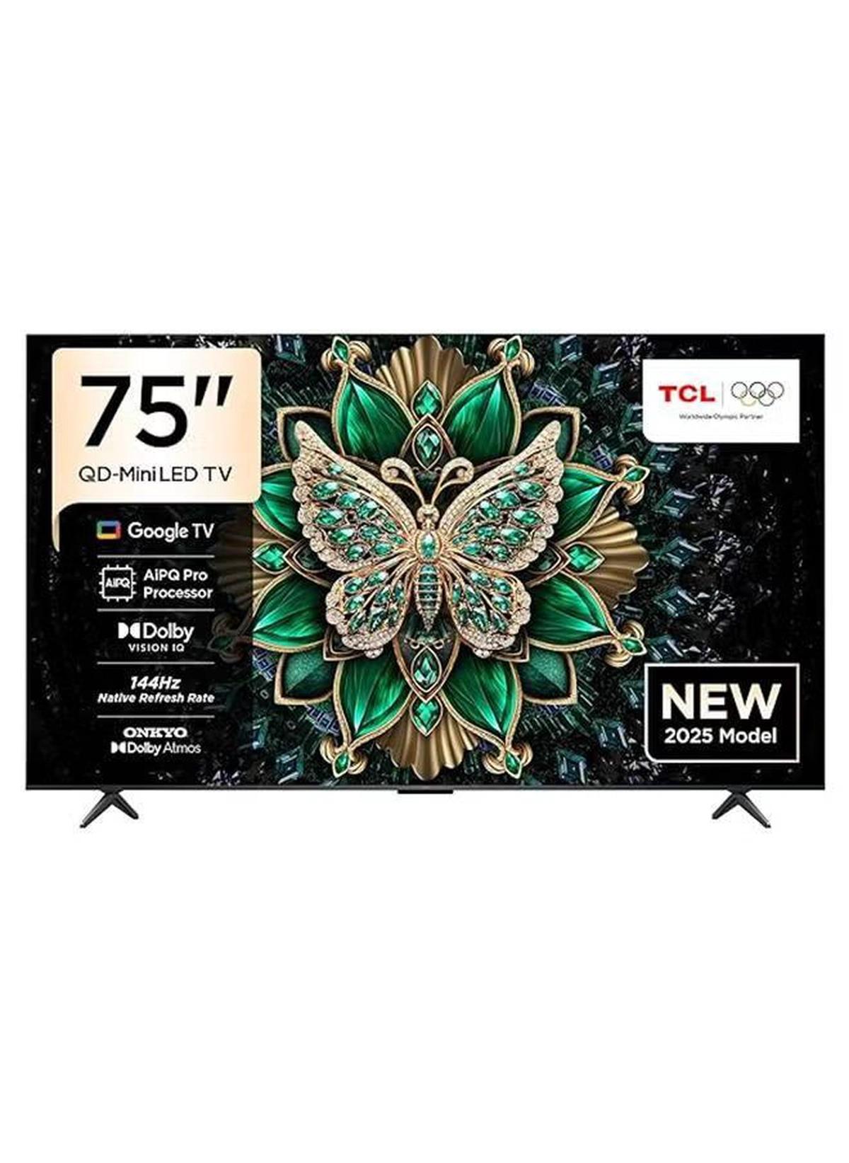 TCL Television 75 Inch Smart TV 4K QD-Mini LED Colorful Quantum Crystal HDR 10+ Gaming Google TV, 144Hz Native Refresh Rate, ONKYO 2.1 Hi-Fi, Dolby Atmos, AI Mode, (2025 Model) 75C6K Black-0-portrait