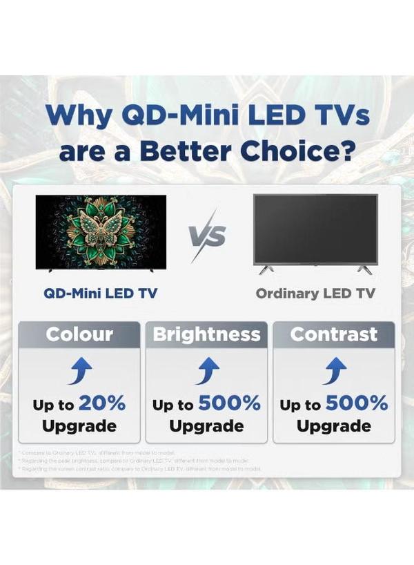 TCL Television 75 Inch Smart TV 4K QD-Mini LED Colorful Quantum Crystal HDR 10+ Gaming Google TV, 144Hz Native Refresh Rate, ONKYO 2.1 Hi-Fi, Dolby Atmos, AI Mode, (2025 Model) 75C6K Black