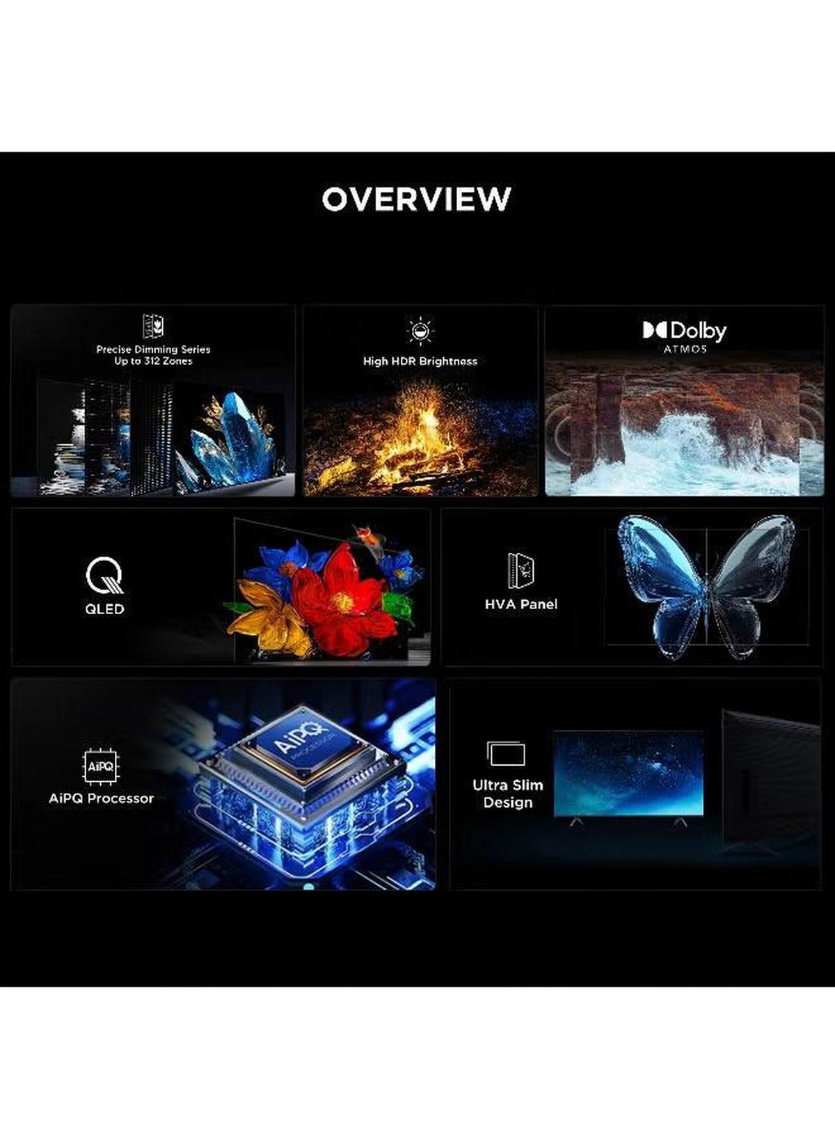 TCL Television 75 Inch Smart TV 4K QD-Mini LED Colorful Quantum Crystal HDR 10+ Gaming Google TV, 144Hz Native Refresh Rate, ONKYO 2.1 Hi-Fi, Dolby Atmos, AI Mode, (2025 Model) 75C6K Black-4-4