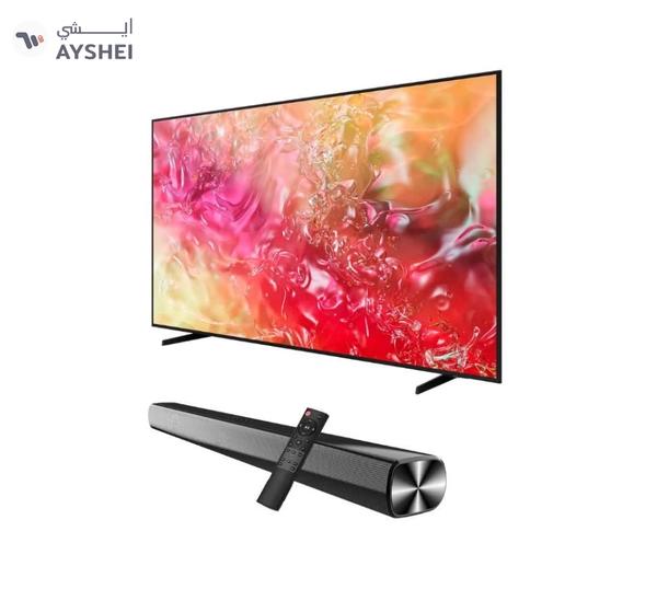 Samsung 50-Inch Crystal UHD DU7000 4K Tizen OS Smart TV with HDR 10+, PurColor, Knox Security With 2.0 Channel Soundbar 30W, HDMI ARC, Bluetooth, USB, MP3, FM Station 50DU7000+SOUNDBAR Black