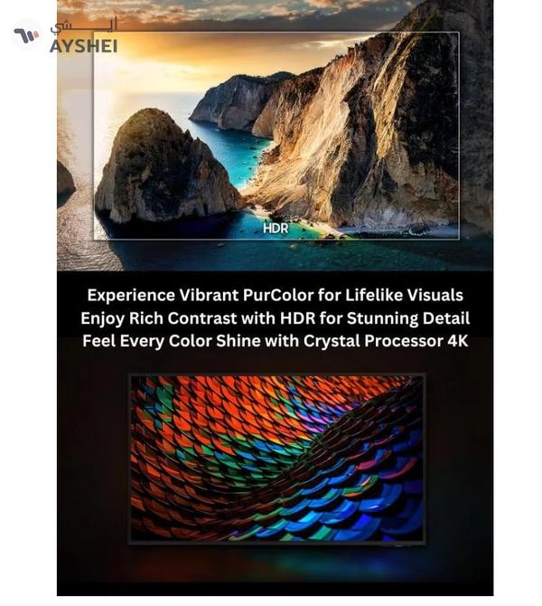 Samsung 50-Inch Crystal UHD DU7000 4K Tizen OS Smart TV with HDR 10+, PurColor, Knox Security With 2.0 Channel Soundbar 30W, HDMI ARC, Bluetooth, USB, MP3, FM Station 50DU7000+SOUNDBAR Black