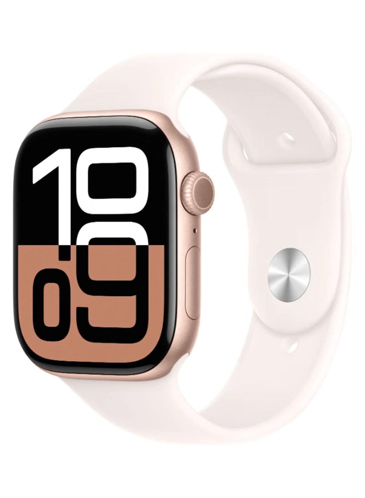 Apple Watch Series 10 GPS + Cellular 46mm Rose Gold Aluminium Case With Light Blush Sport Band-0-portrait