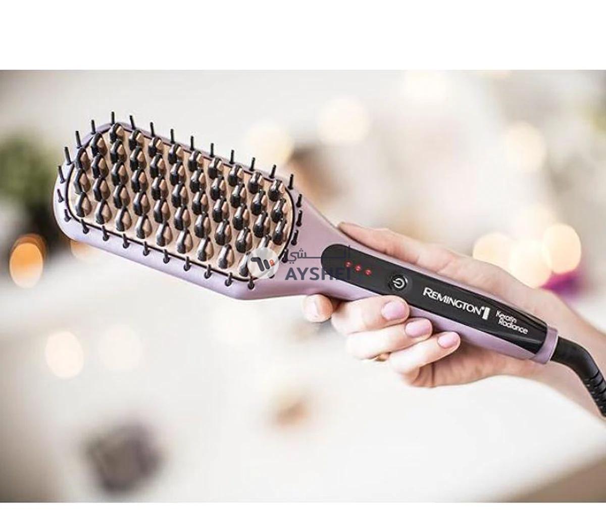 Remington Keratin Radiance Sleek And Smooth Heated Brush RECB 7401, Brown-2-2