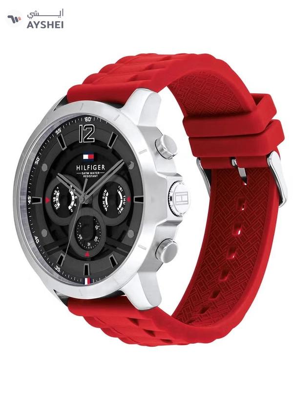 Tommy Hilfiger Men 1710490 Analog Silicone Band Watch , Red