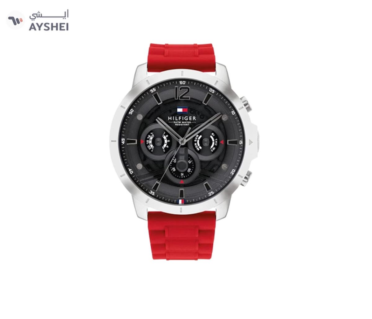 Tommy Hilfiger Men 1710490 Analog Silicone Band Watch , Red-0-landscape