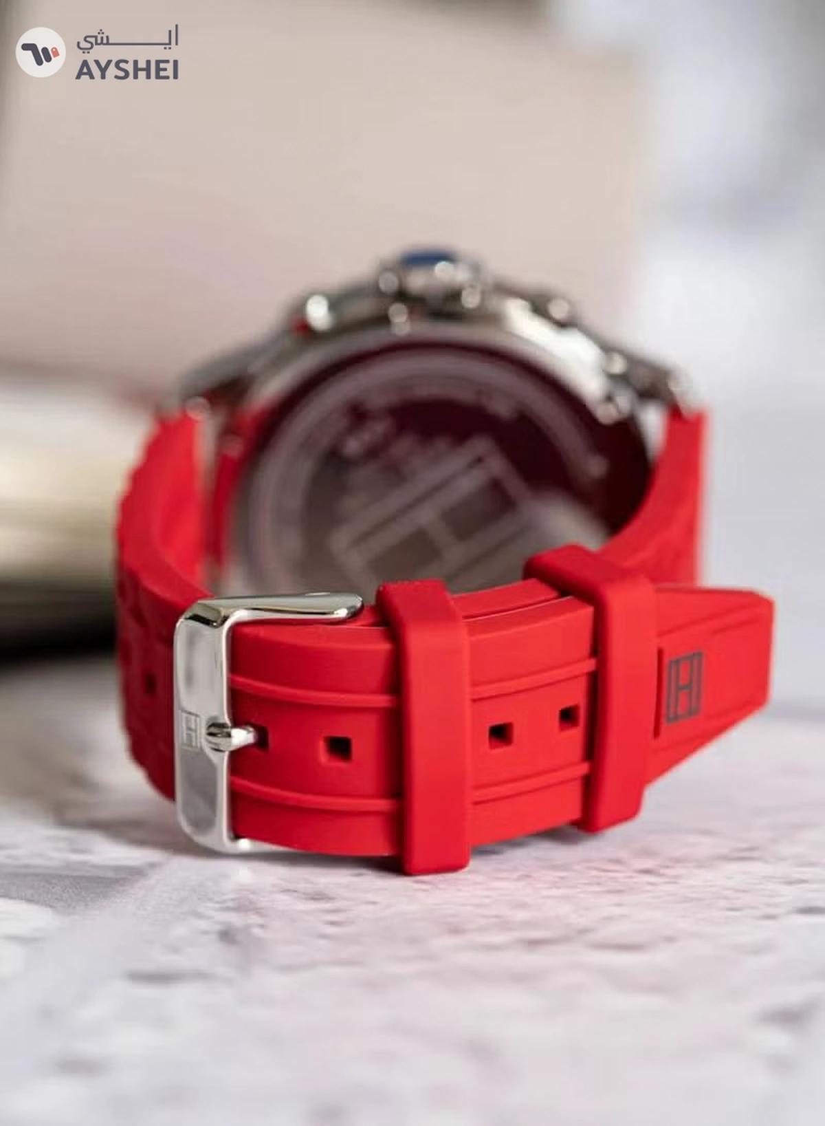 Tommy Hilfiger Men 1710490 Analog Silicone Band Watch , Red-1-portrait