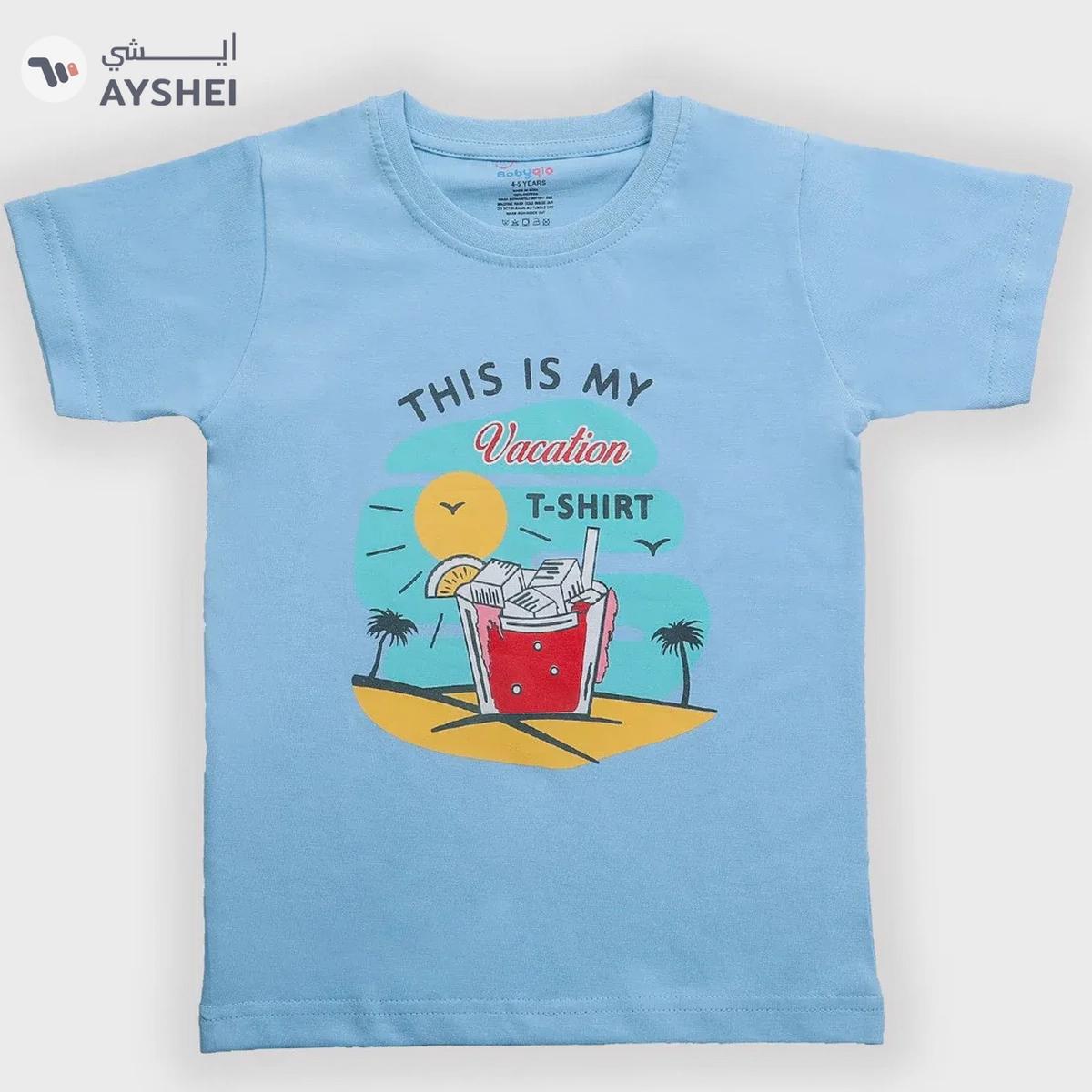 Babyqlo Vaction on the beach printed cotton t-shirt for boys-0-0