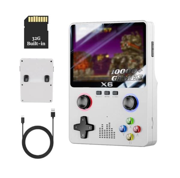 X6 HD Handheld Game Console - Portable Retro Gaming Console, Mini X6 Handheld with 32GB Storage, Built-In Classic Games, Long Battery Life, Perfect for On-the-Go Entertainment (White)