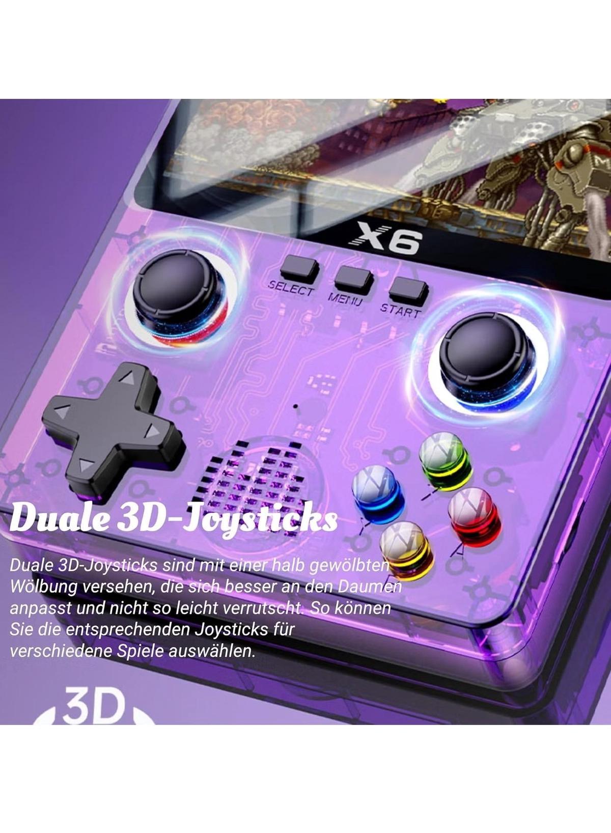 X6 HD Handheld Game Console - Portable Retro Gaming Console, Mini X6 Handheld with 32GB Storage, Built-In Classic Games, Long Battery Life, Perfect for On-the-Go Entertainment (White)-3-3