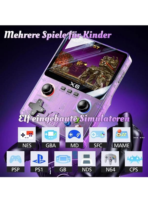 X6 HD Handheld Game Console - Portable Retro Gaming Console, Mini X6 Handheld with 32GB Storage, Built-In Classic Games, Long Battery Life, Perfect for On-the-Go Entertainment (White)