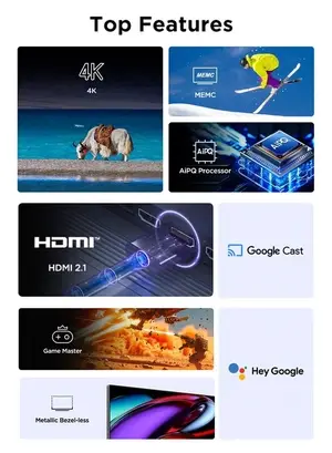 Rowa 75-Inch 4K UHD Smart TV | Google TV | Dolby Vision & Atmos | HDR10 | MEMC | Dynamic Color Enhancement | Voice Control | Game Master with Slim Design - 2025 Model (International Version) 75R55 Black