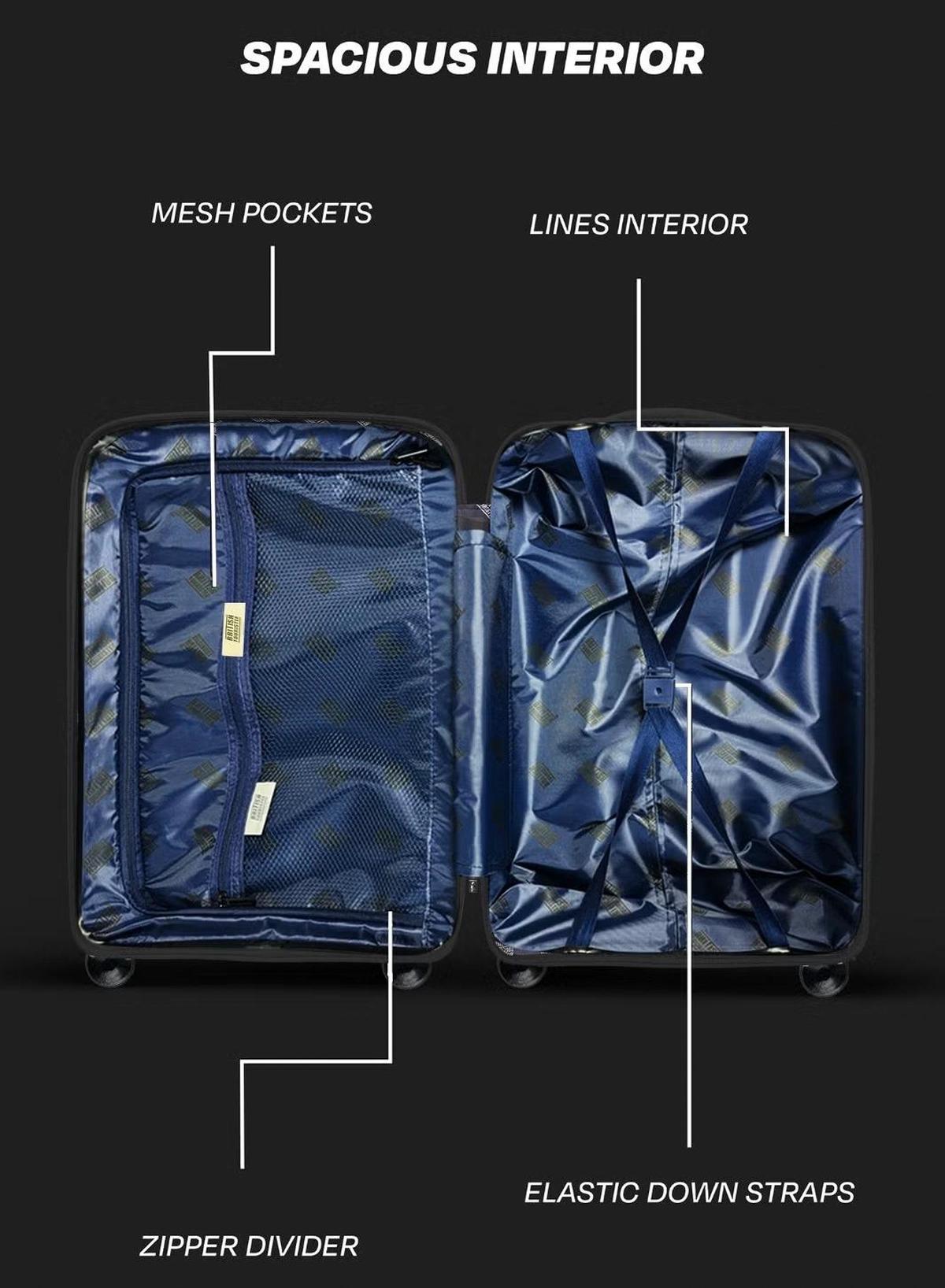 British Tourister Polypropylene Hardshell Luggage Set 3-Piece Spinner – TSA Approved Lock |Lightweight & Durable 20/24/28 Inch (Small, Medium, Large) – Black-2-2