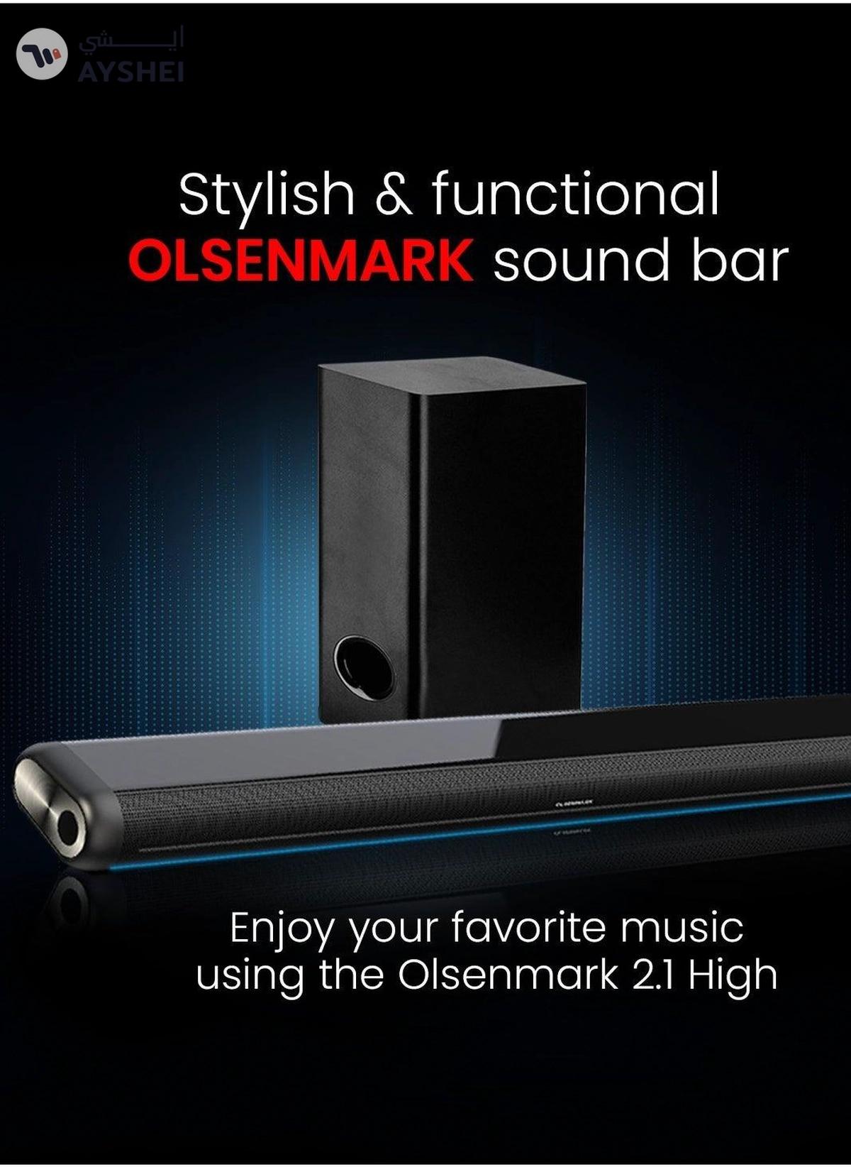 OLSENMARK OMMS1286, 2.1 High Bass Sound Bar, 1400W PMPO Sound Bar, Bluetooth, USB, AUX Connection-0-0