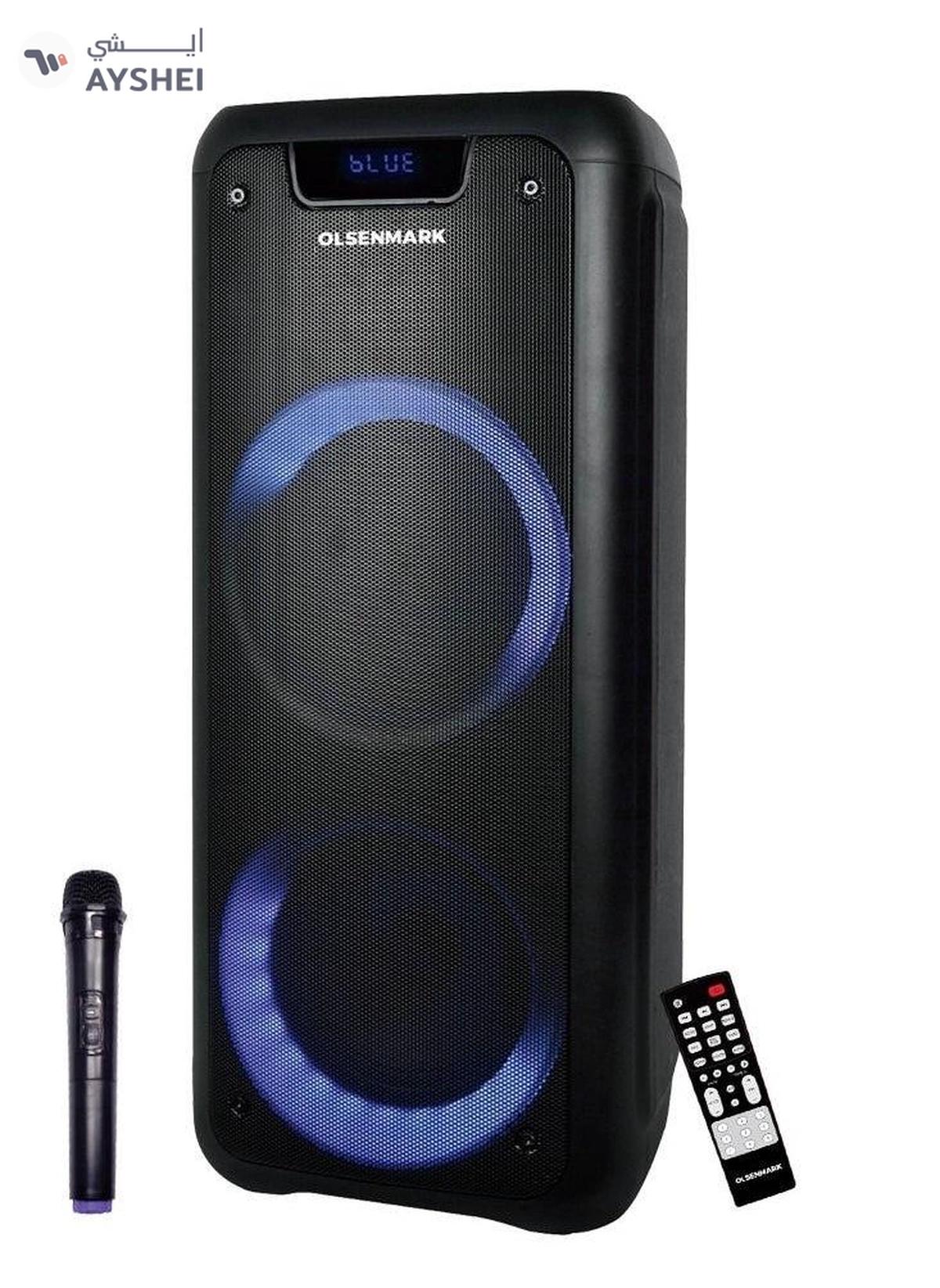 Olsenmark Rechargeable Party Speaker, 2*6.5 Inch 12000W PMPO USB TF BT Remote LED Display-0-0