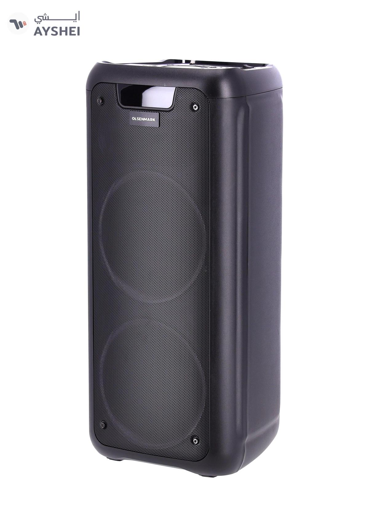 Olsenmark Rechargeable Party Speaker, 2*6.5 Inch 12000W PMPO USB TF BT Remote LED Display-6-6