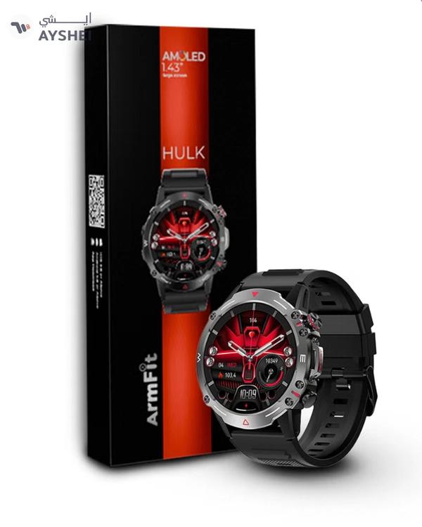ARMFIT Hulk Smartwatch For Men, AMOLED Always On Display Bluetooth Calling Waterproof Fitness Watches Compatible With Android iOS Black