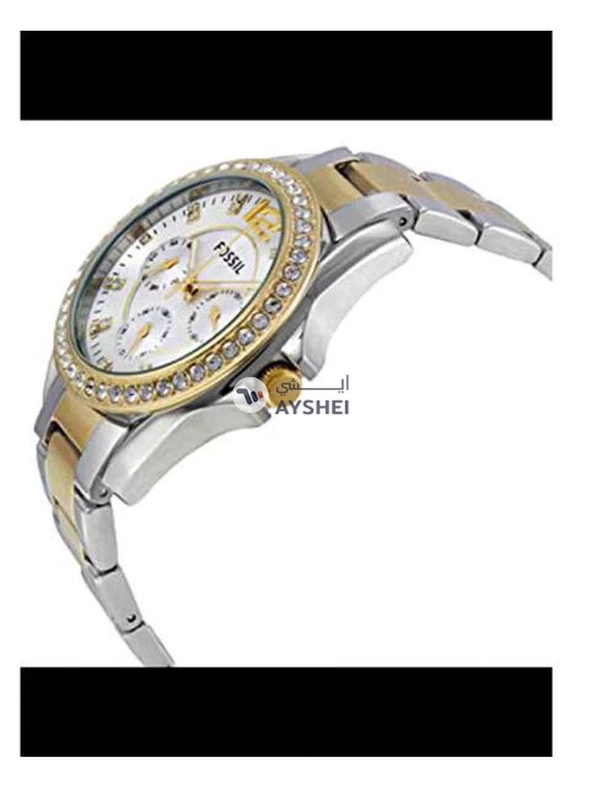 FOSSIL Women's Stainless Steel Analog Wrist Watch ES3204 - 38 mm - Silver/Gold-0-portrait