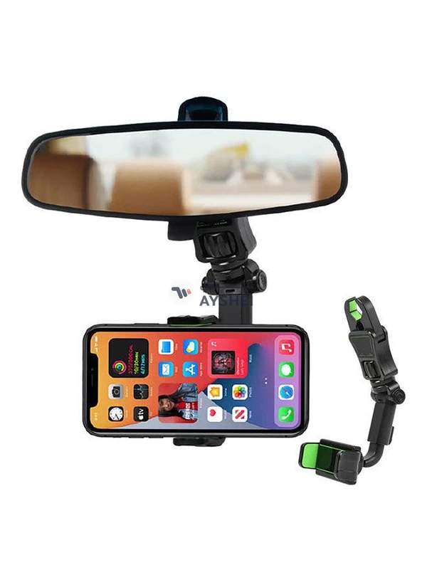 Generic Holdcy Car Phone Holder Mount, 360 Degrees Free Rotate Adjustable Suspension Mount Phone Holder, Multi-Function Rearview Mirror Cell Phone Holder For All Mobile Phones