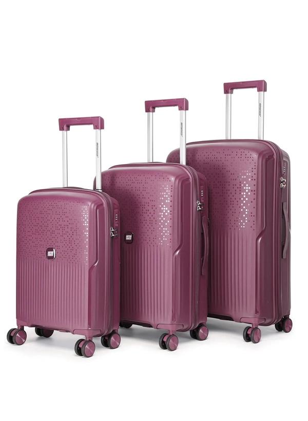 British Tourister 3 Piece Polypropylene Hard Side Spinner Luggage Trolley Set 20/24/28 Inch - Purple