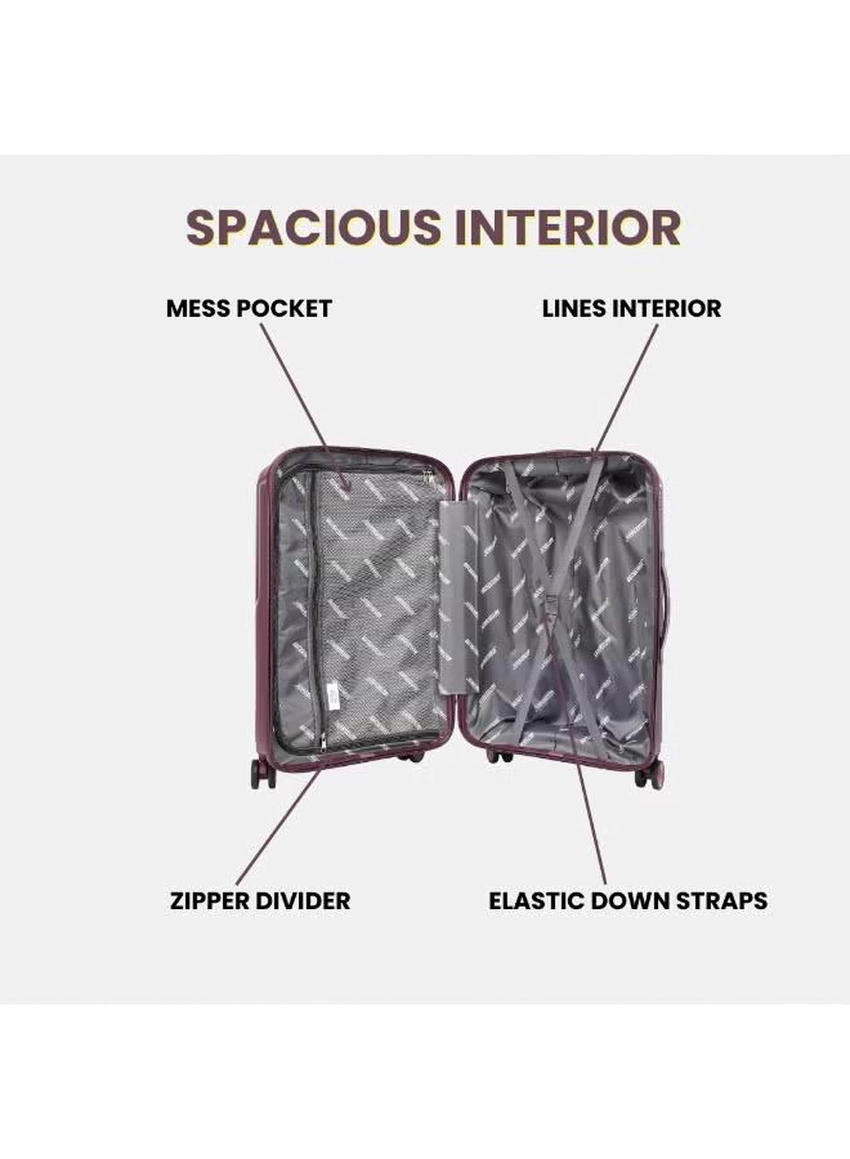 British Tourister 3 Piece Polypropylene Hard Side Spinner Luggage Trolley Set 20/24/28 Inch - Purple-3-3