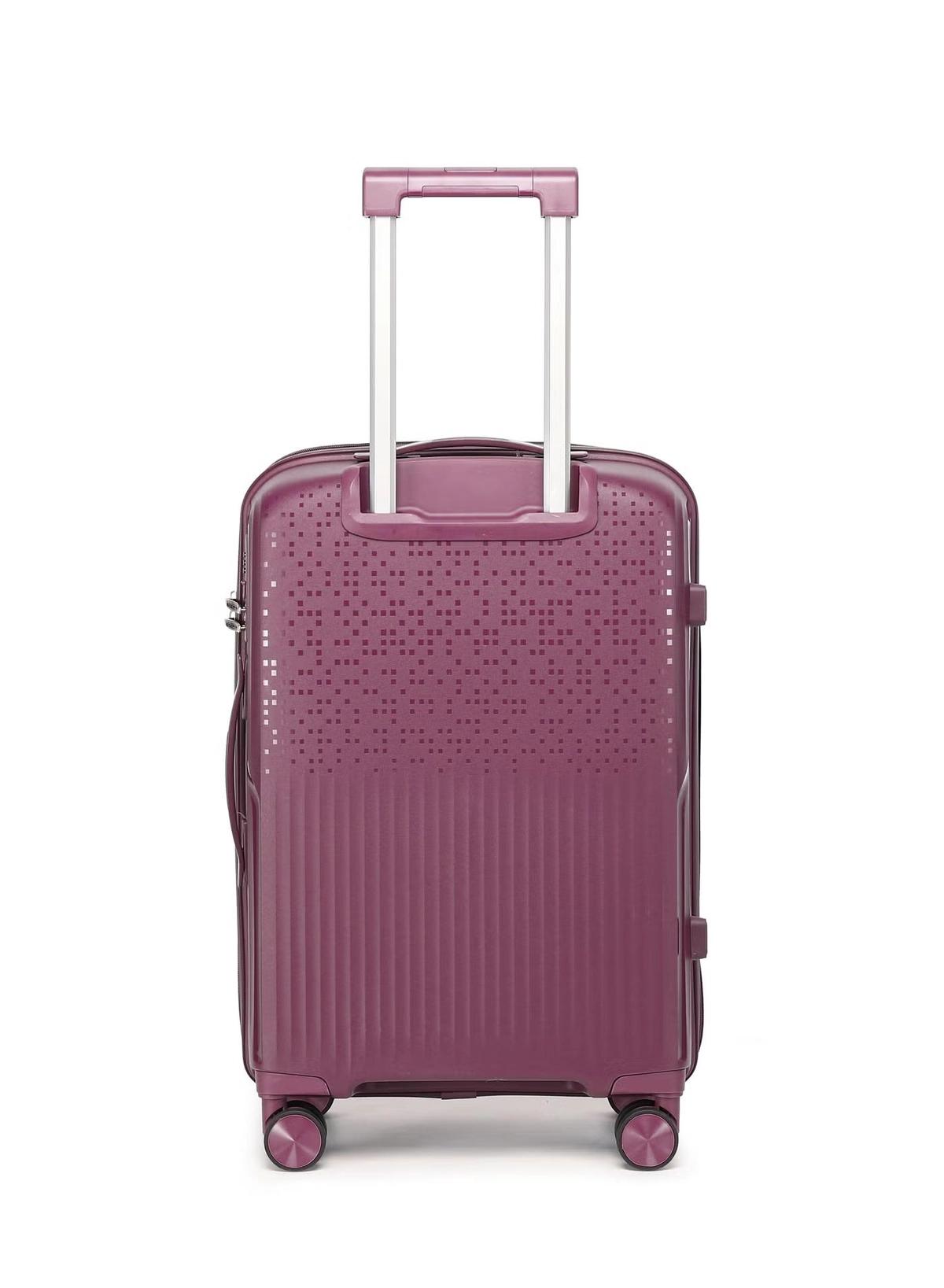 British Tourister 3 Piece Polypropylene Hard Side Spinner Luggage Trolley Set 20/24/28 Inch - Purple-6-6
