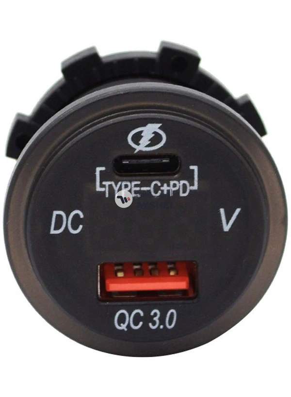 Generic QC3.0 USB Charger Socket with Type C Charger Port for Car, Van, Boat, Marine