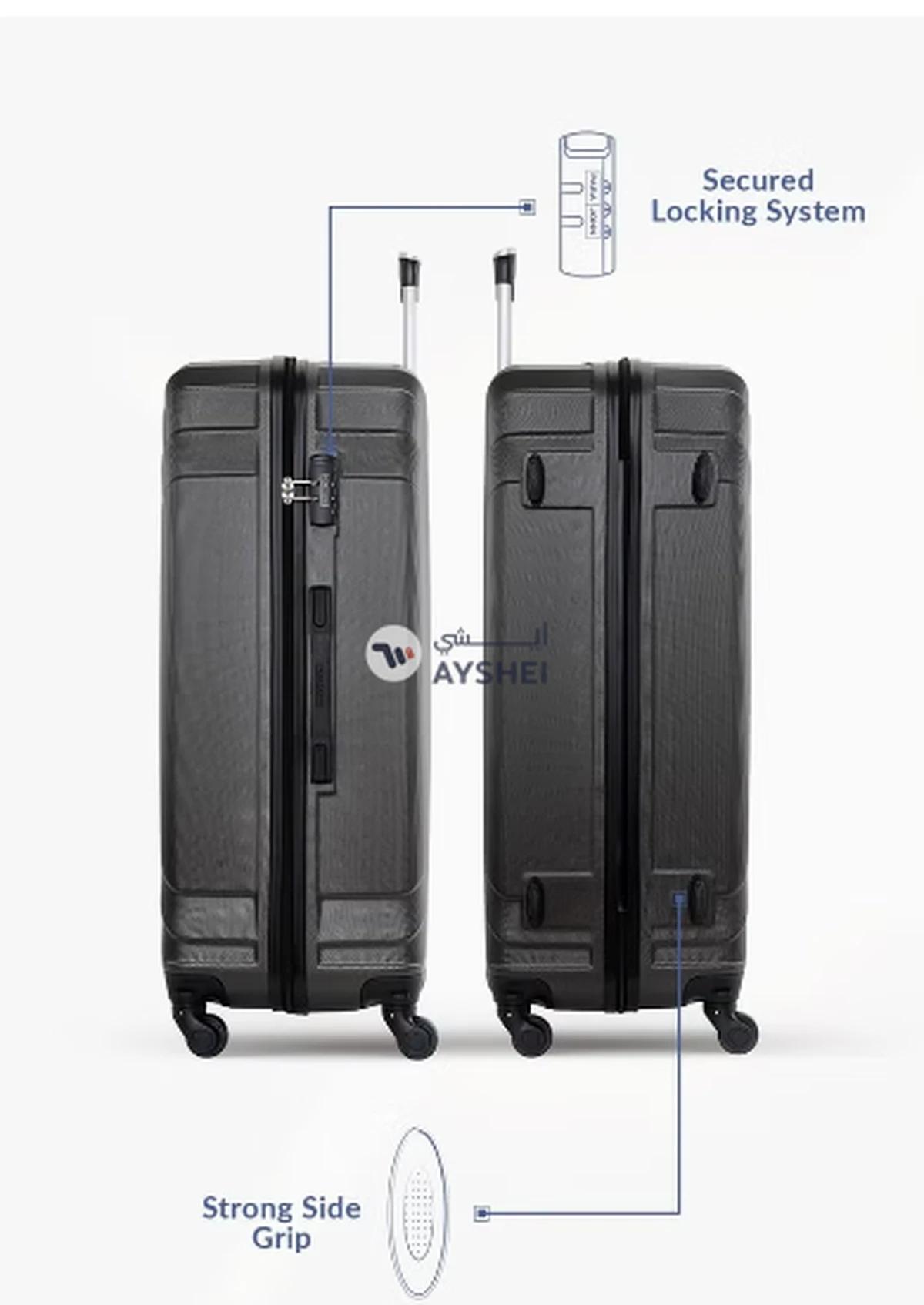 PARAJOHN Lightweight 3-Pieces Polypropylene Hard Side Travel Luggage Trolley Bag Set With Lock For Men/Women/Unisex Dark Grey-1-1