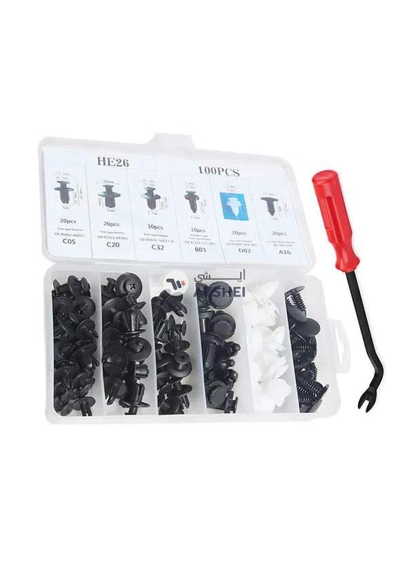 Generic 100-Piece Car Retainer Trim Clip Set With Removal Tool