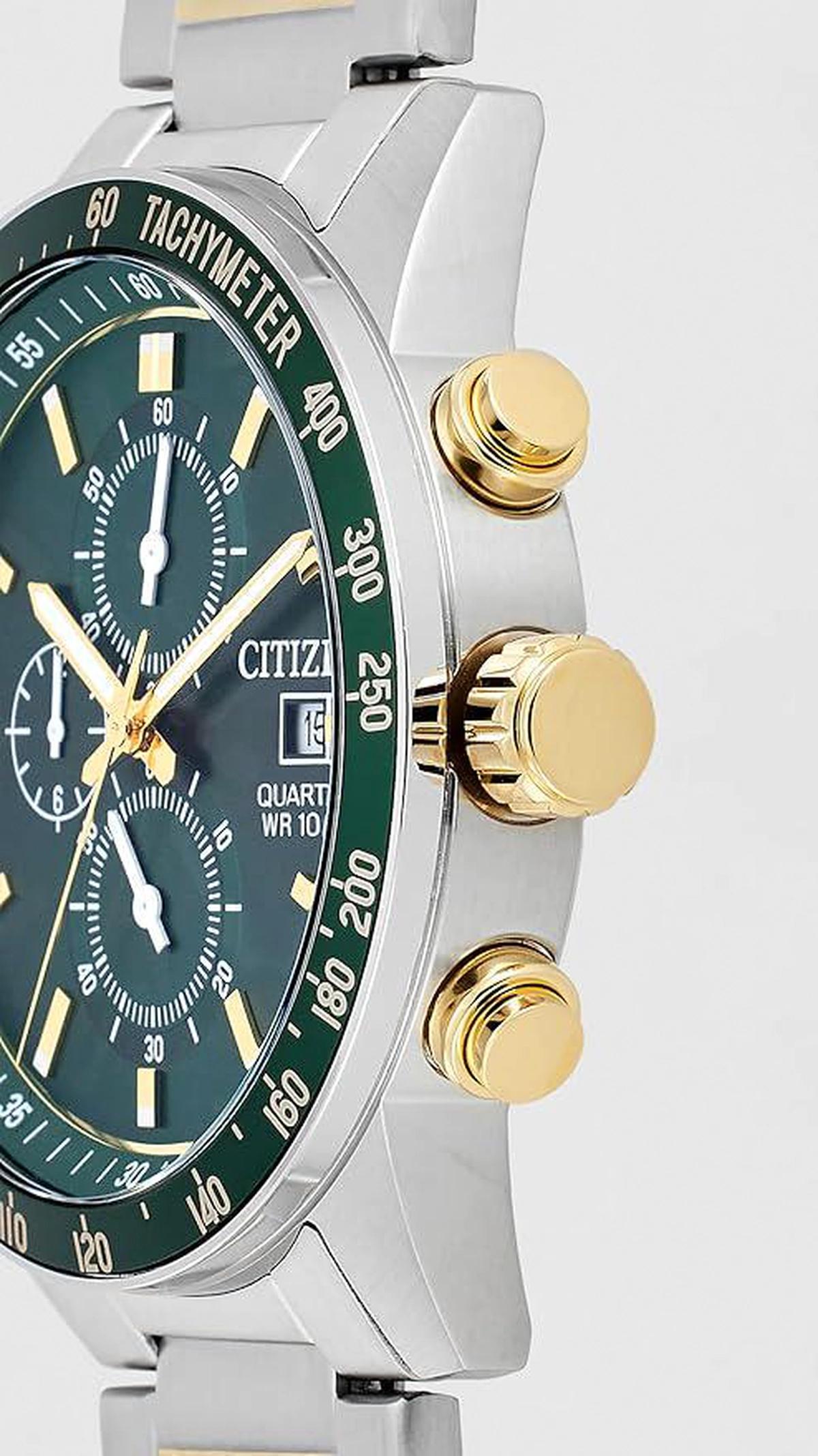 Citizen Chronograph Quartz Green Dial Stainless Steel Men's Watch AN3689-55X-2-2