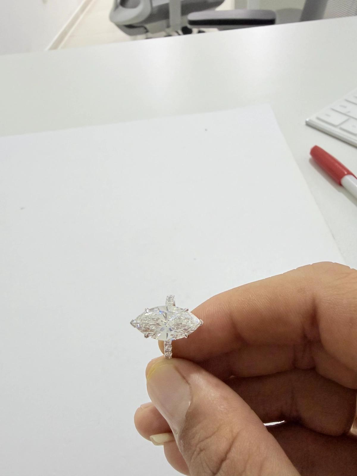 18k white gold ring with lab grown diamond-2-2
