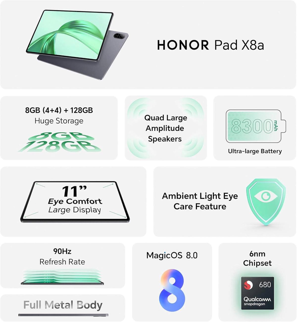 HONOR Pad X8a 4GB RAM 128GB ROM 11 Inch Tablet Space Grey-5-5
