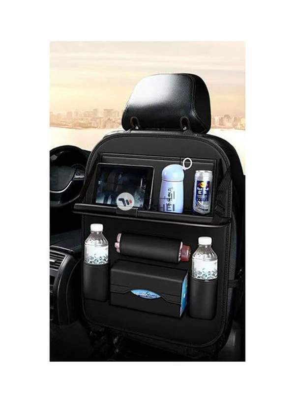 Generic Car Seat Back Storage Organizer And Storage Bag With Faux Leather Folding Table And Multifunction Organizer Holder