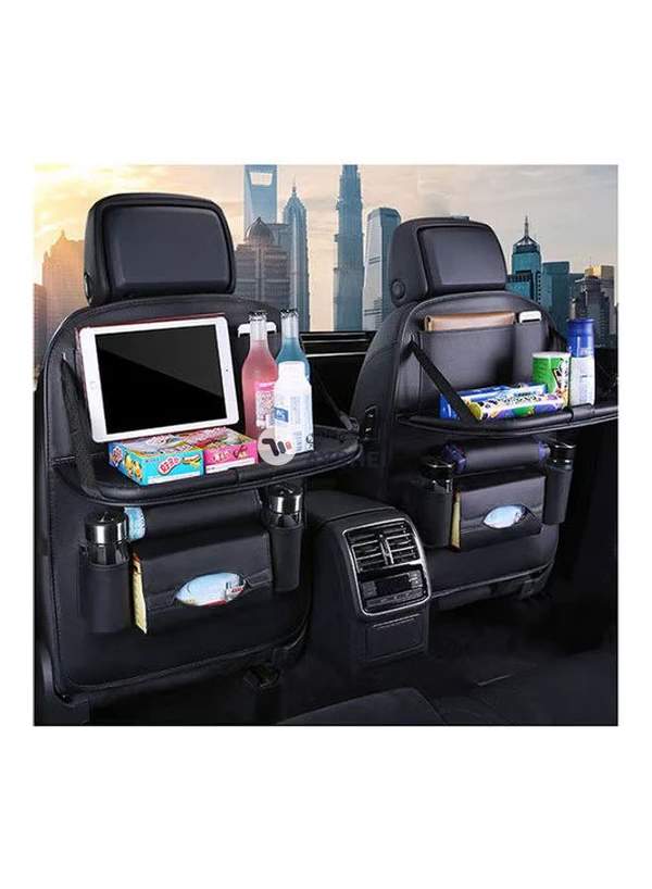 Generic Car Seat Back Storage Organizer And Storage Bag With Faux Leather Folding Table And Multifunction Organizer Holder
