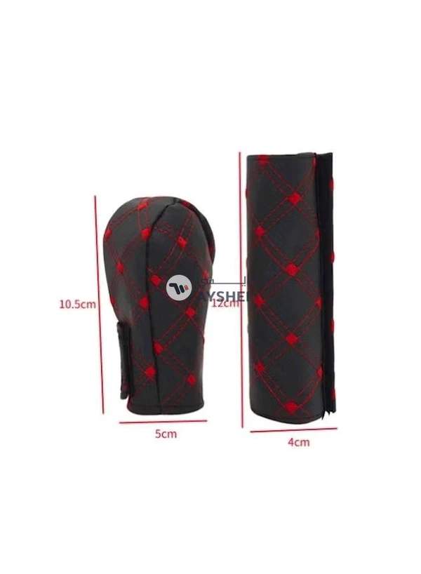 Generic 2-Piece Checked Design Car Hand Brake And Gear Cover Set