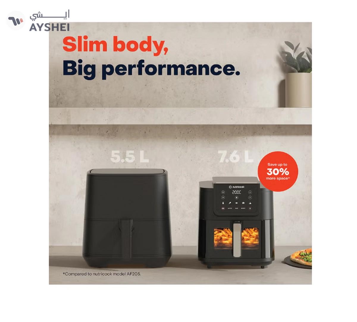 Nutricook Digital Slim Air Fryer XL,7.6L Capacity-7-7