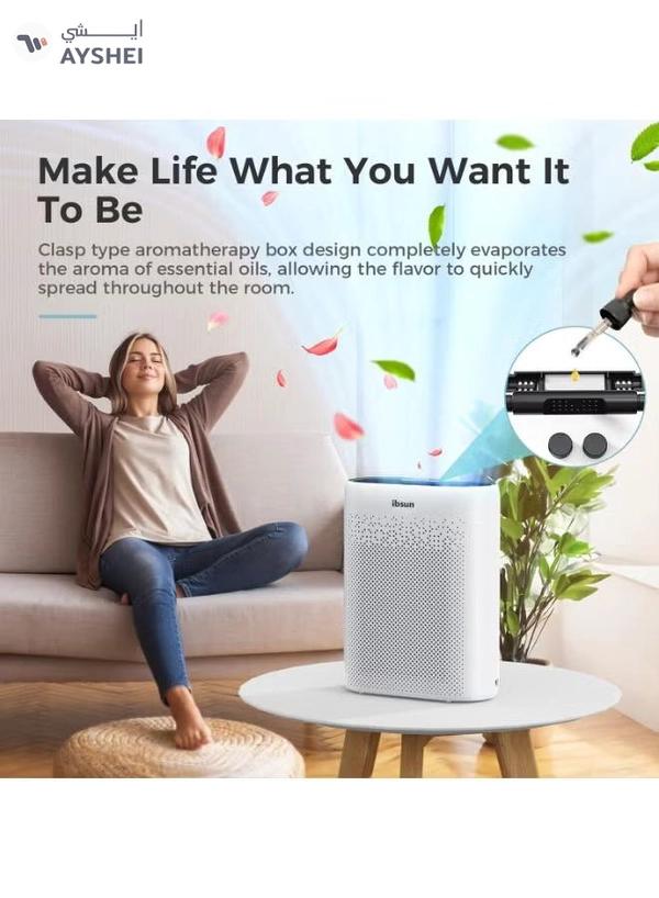 IBSUN Air Purifier Large Room Up to 60 ㎡ with Air Quality Sensors, H13 True HEPA Filter Remove 99.97% for Dust Pet Dander ZY2866