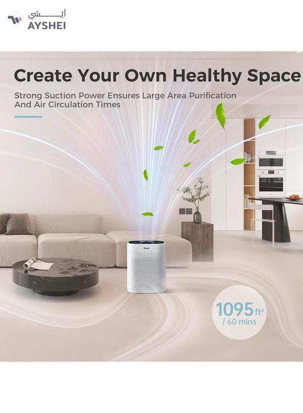IBSUN Air Purifier Large Room Up to 60 ㎡ with Air Quality Sensors, H13 True HEPA Filter Remove 99.97% for Dust Pet Dander ZY2866