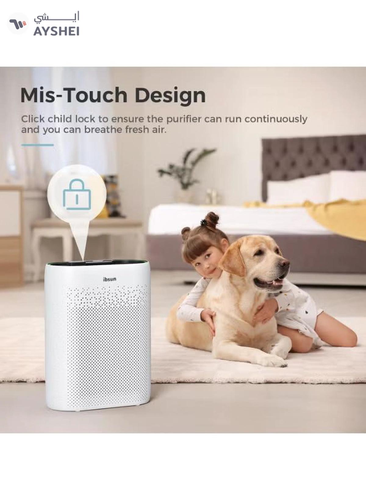 IBSUN Air Purifier Large Room Up to 60 ㎡ with Air Quality Sensors, H13 True HEPA Filter Remove 99.97% for Dust Pet Dander ZY2866-0-portrait