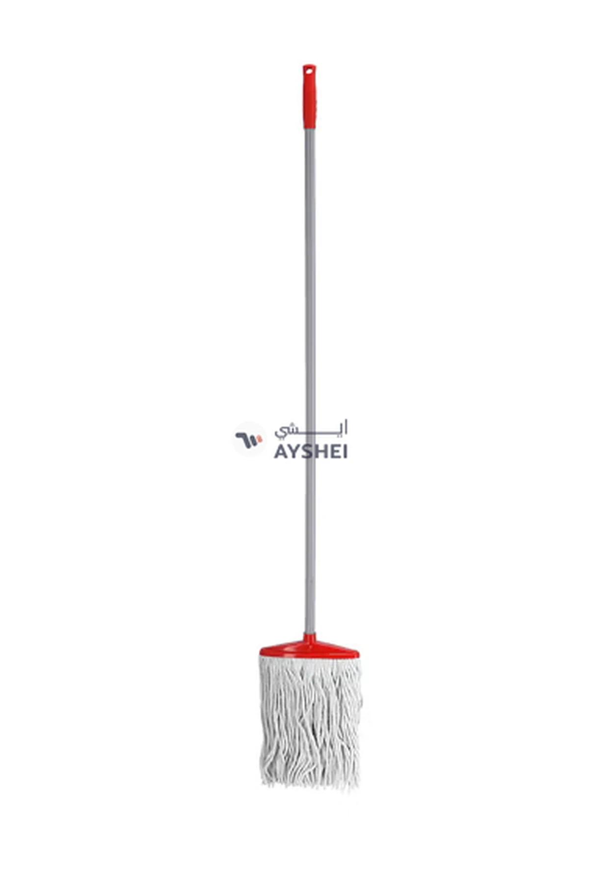 Delcasa Cotton Mop Head With Iron Pole White/Red 100centimeter-0-0