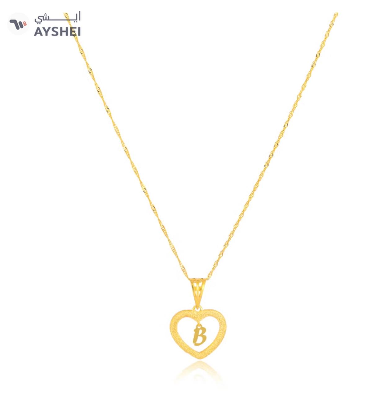 Beautifully Crafted 22K Gold Heart Necklace with 'B'-3-3