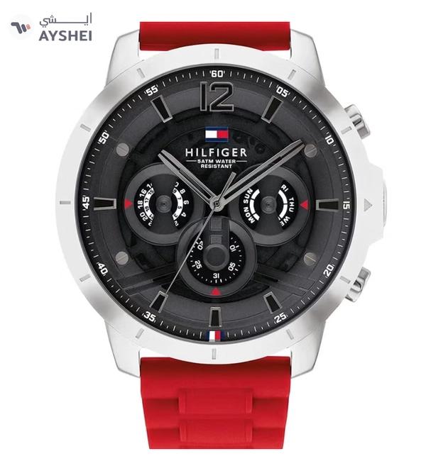Tommy Hilfiger Men 1710490 Analog Silicone Band Watch , Red