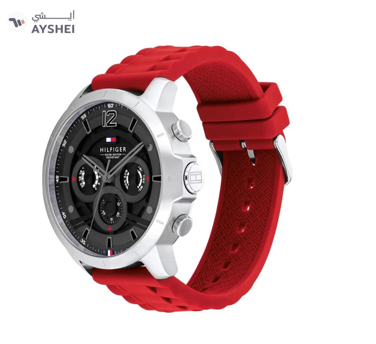 Tommy Hilfiger Men 1710490 Analog Silicone Band Watch , Red-1-landscape