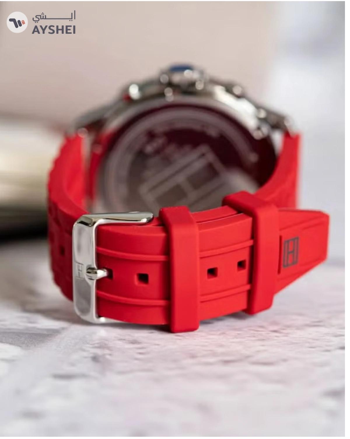 Tommy Hilfiger Men 1710490 Analog Silicone Band Watch , Red-3-3