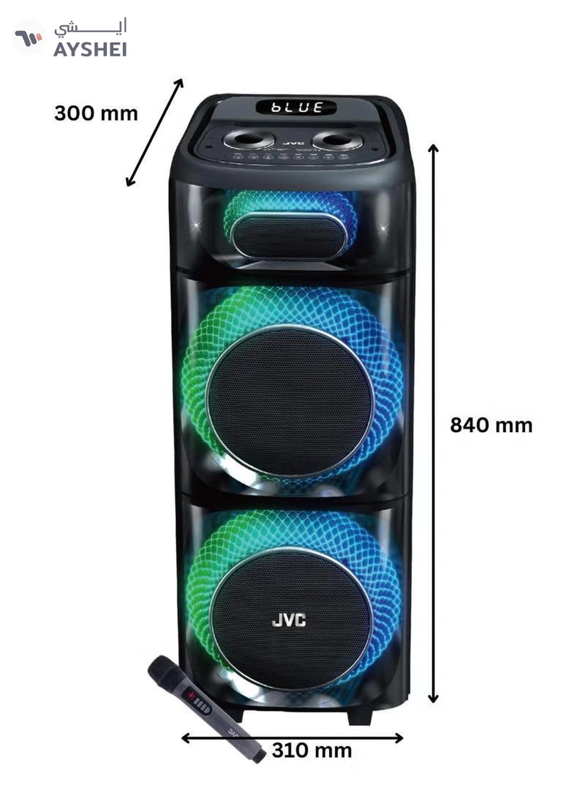 JVC Portable Bluetooth Party Speaker /2000W PMPO Output/ 10"*2 Speaker/8000 mAh Power Battery with Wireless Microphone and Remote control-XS-N178 XS-N178 Black-0-portrait