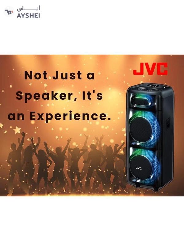 JVC Portable Bluetooth Party Speaker /2000W PMPO Output/ 10"*2 Speaker/8000 mAh Power Battery with Wireless Microphone and Remote control-XS-N178 XS-N178 Black