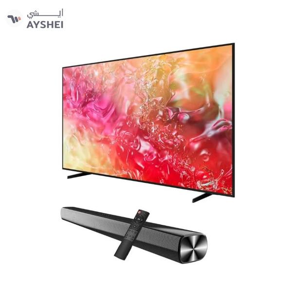Samsung 50-Inch Crystal UHD DU7000 4K Tizen OS Smart TV with HDR 10+, PurColor, Knox Security With 2.0 Channel Soundbar 30W, HDMI ARC, Bluetooth, USB, MP3, FM Station 50DU7000+SOUNDBAR Black