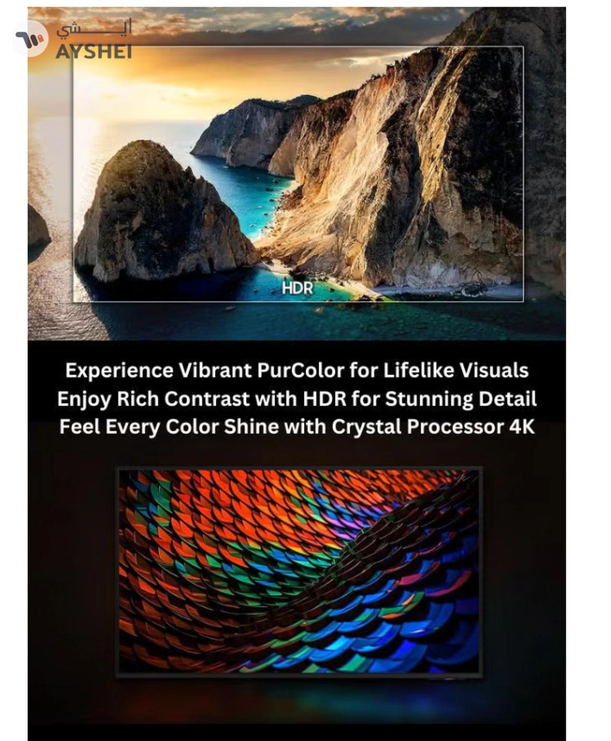 Samsung 50-Inch Crystal UHD DU7000 4K Tizen OS Smart TV with HDR 10+, PurColor, Knox Security With 2.0 Channel Soundbar 30W, HDMI ARC, Bluetooth, USB, MP3, FM Station 50DU7000+SOUNDBAR Black-4-4