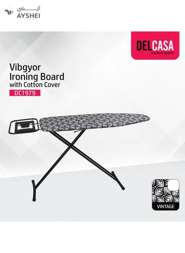 Delcasa Ironing Board Ironing table with Cotton Cover, 8mm Pad, DC1979 Steel Frame Iron Board with Cover Pad Home Laundry Room Or Dorm Use Adjustable Height
